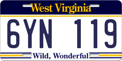 WV license plate 6YN119