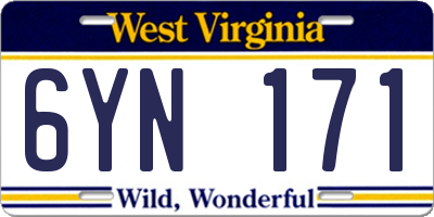 WV license plate 6YN171