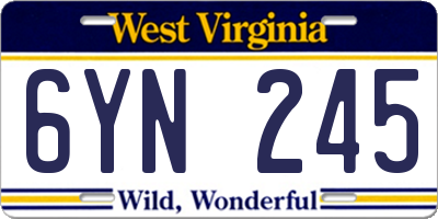 WV license plate 6YN245