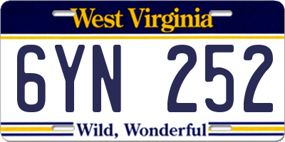 WV license plate 6YN252