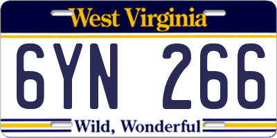 WV license plate 6YN266