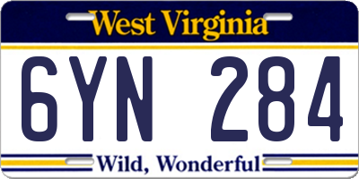 WV license plate 6YN284