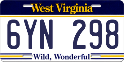 WV license plate 6YN298
