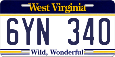 WV license plate 6YN340