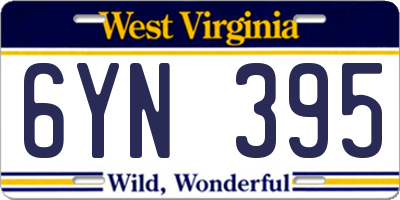 WV license plate 6YN395