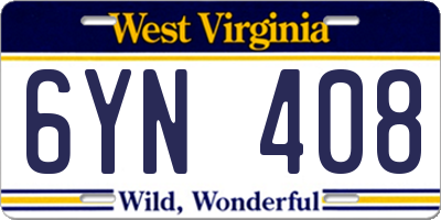 WV license plate 6YN408