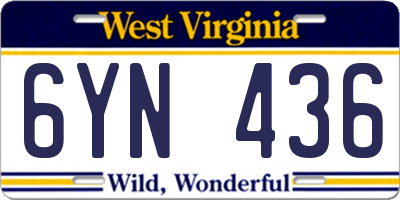 WV license plate 6YN436