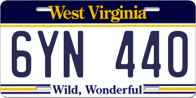 WV license plate 6YN440