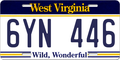WV license plate 6YN446