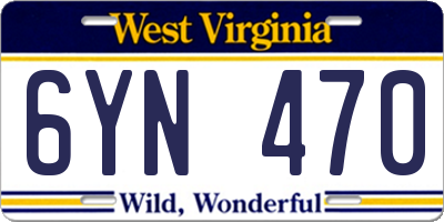 WV license plate 6YN470
