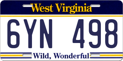 WV license plate 6YN498