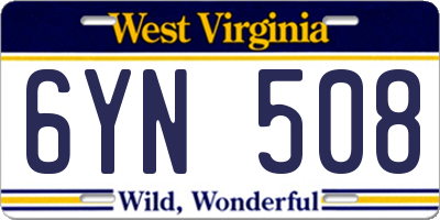 WV license plate 6YN508