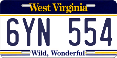 WV license plate 6YN554