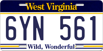 WV license plate 6YN561