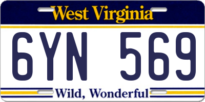 WV license plate 6YN569