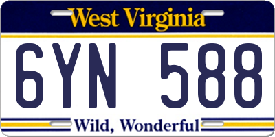 WV license plate 6YN588