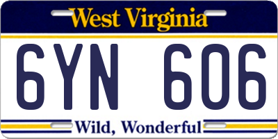 WV license plate 6YN606