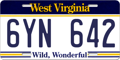 WV license plate 6YN642