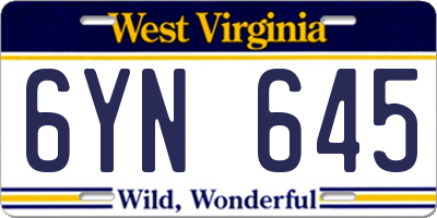 WV license plate 6YN645