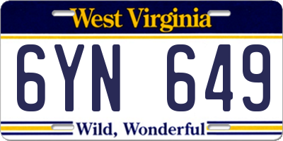 WV license plate 6YN649