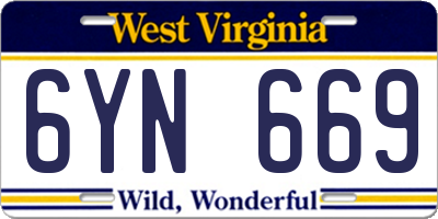 WV license plate 6YN669