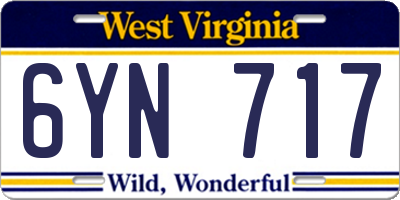 WV license plate 6YN717