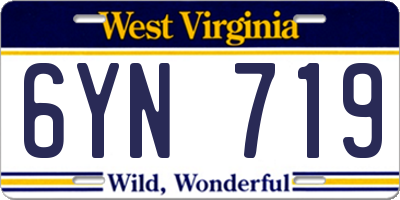 WV license plate 6YN719