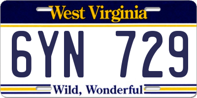 WV license plate 6YN729
