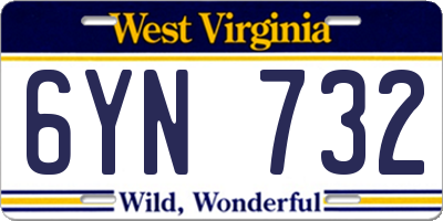 WV license plate 6YN732