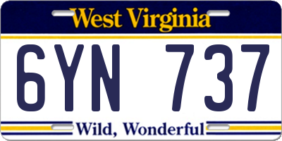 WV license plate 6YN737