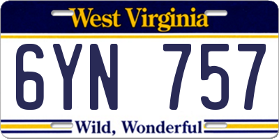 WV license plate 6YN757