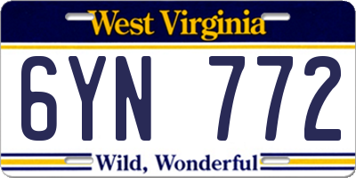 WV license plate 6YN772