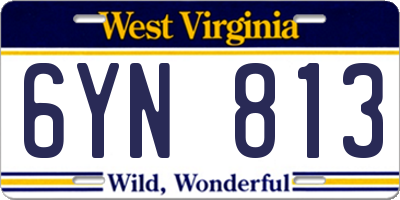WV license plate 6YN813