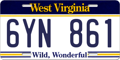 WV license plate 6YN861