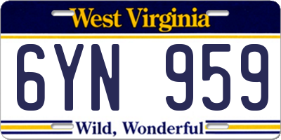 WV license plate 6YN959