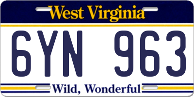 WV license plate 6YN963