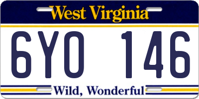 WV license plate 6YO146