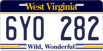 WV license plate 6YO282