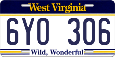 WV license plate 6YO306