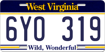 WV license plate 6YO319