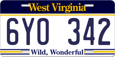 WV license plate 6YO342