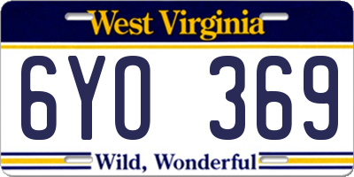 WV license plate 6YO369