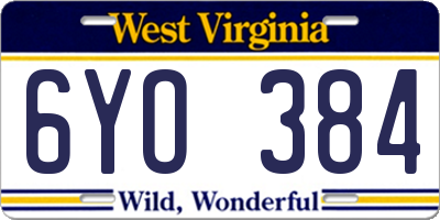 WV license plate 6YO384