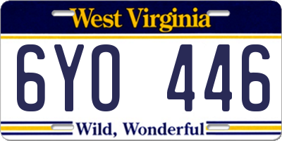WV license plate 6YO446