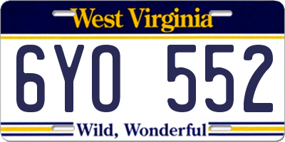 WV license plate 6YO552