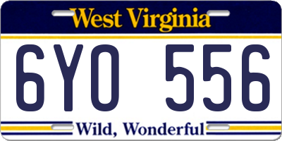 WV license plate 6YO556