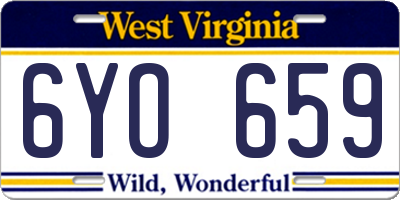 WV license plate 6YO659