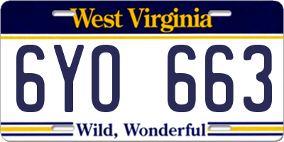 WV license plate 6YO663