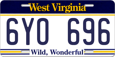 WV license plate 6YO696