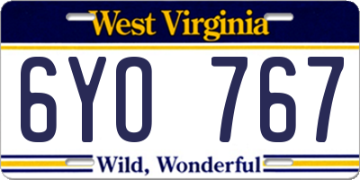 WV license plate 6YO767